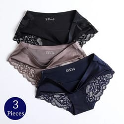 womens panties lace underwear satin briefs three piece set soft cozy underpants