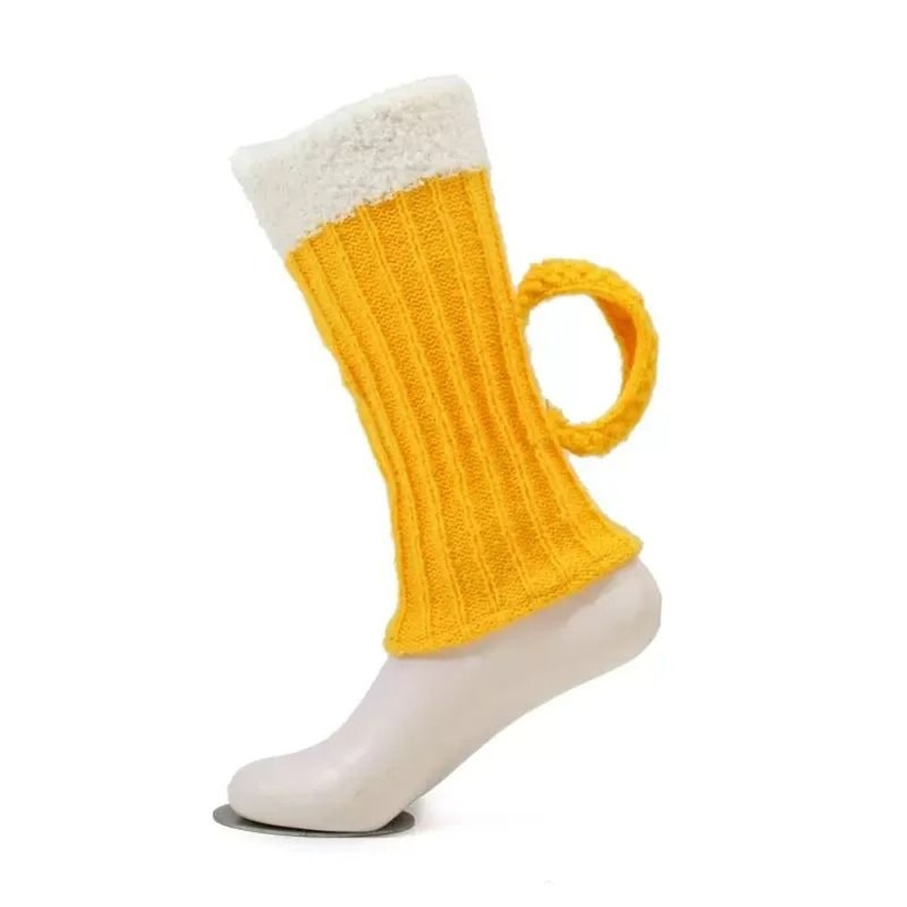 3D Beer Mug Knitted Socks Warm Padded Mid Calf Winter Sleep Socks 8