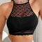 Womens Lace Mesh Camisole Backless Ribbed Brassiere Top Breathable Underwear 2