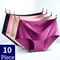 Womens Seamless Panties Ten Piece Set Solid Satin Briefs Soft Comfortable Underwear 1