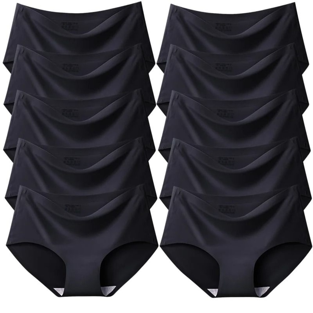 Womens Seamless Panties Ten Piece Set Solid Satin Briefs Soft Comfortable Underwear 7