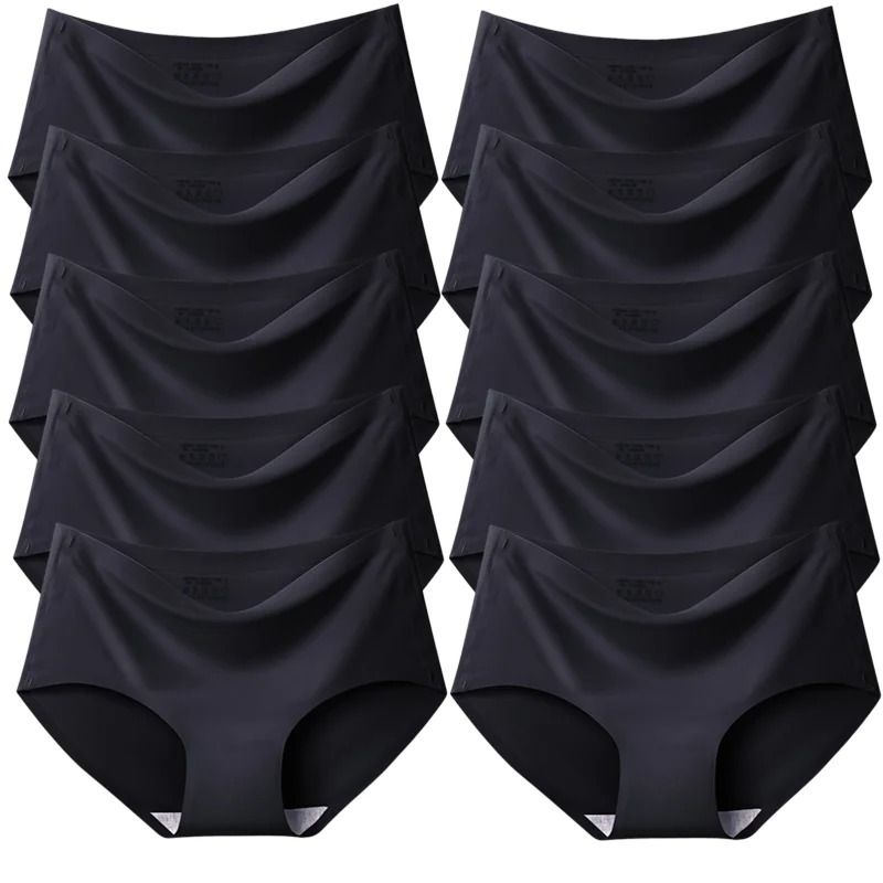 Womens Seamless Panties Ten Piece Set Solid Satin Briefs Soft Comfortable Underwear 7