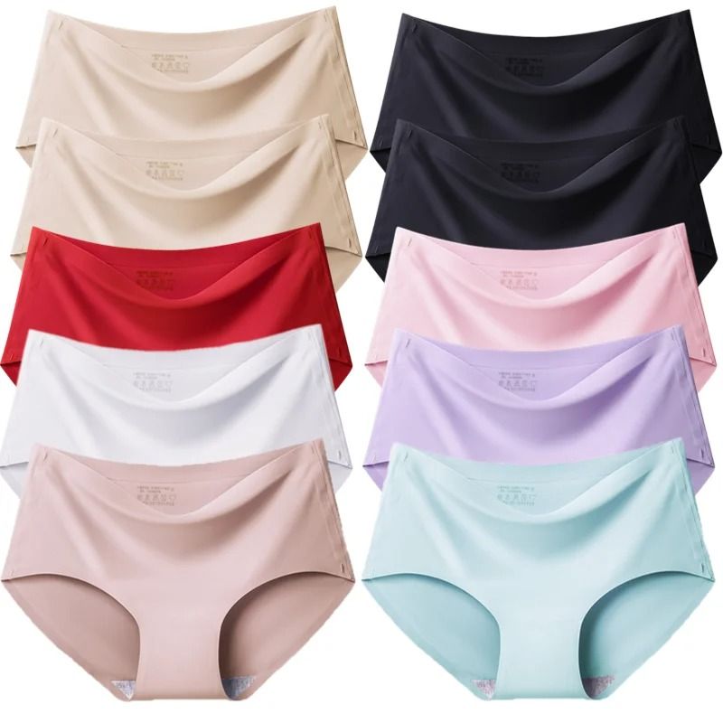 Womens Seamless Panties Ten Piece Set Solid Satin Briefs Soft Comfortable Underwear 8