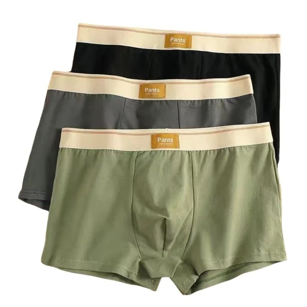 Mens Cotton Boxer Shorts Three Pack Breathable Trunks Underwear 11