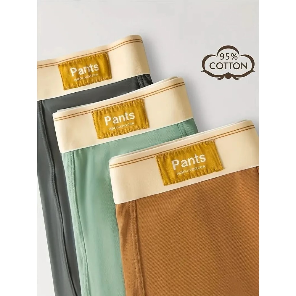 Mens Cotton Boxer Shorts Three Pack Breathable Trunks Underwear 2