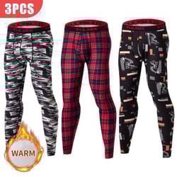 mens printed warm pants autumn winter leggings soft comfortable plus size underwear