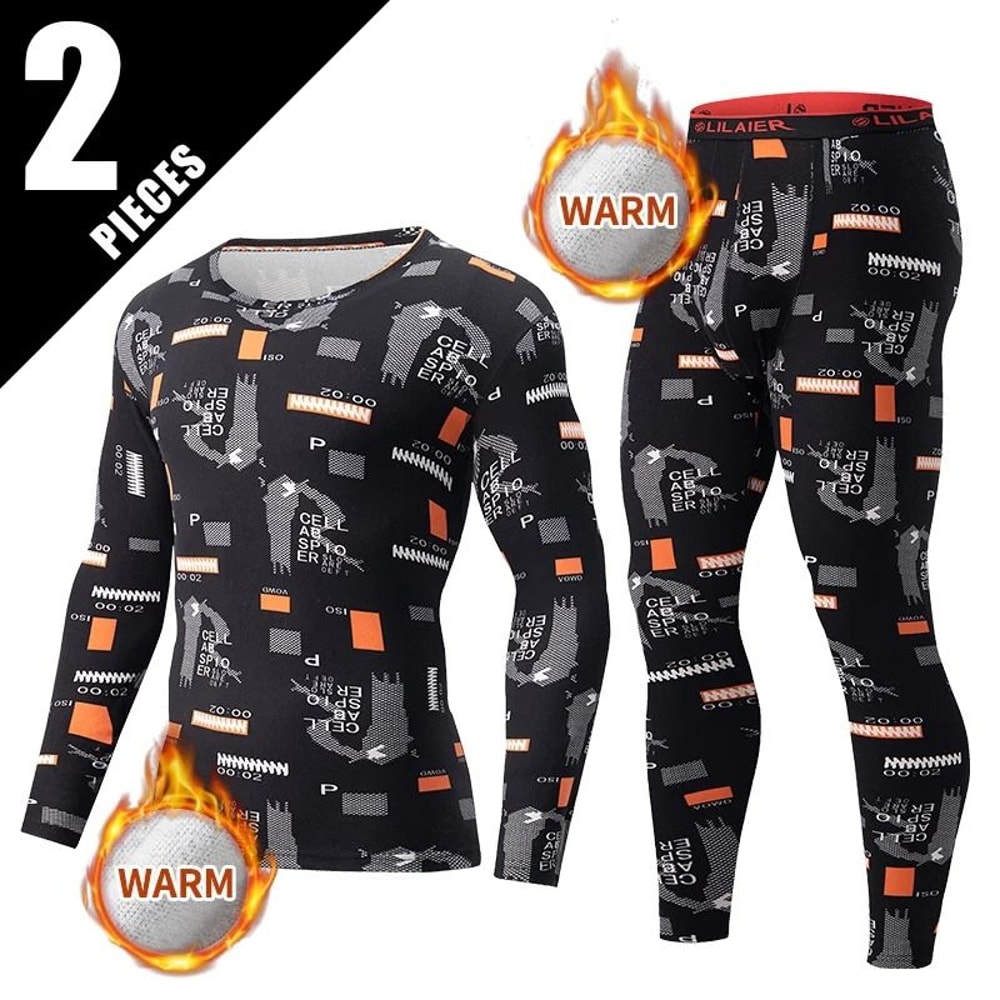 Mens Printed Warm Pants Autumn Winter Leggings Soft Comfortable Plus Size Underwear 9