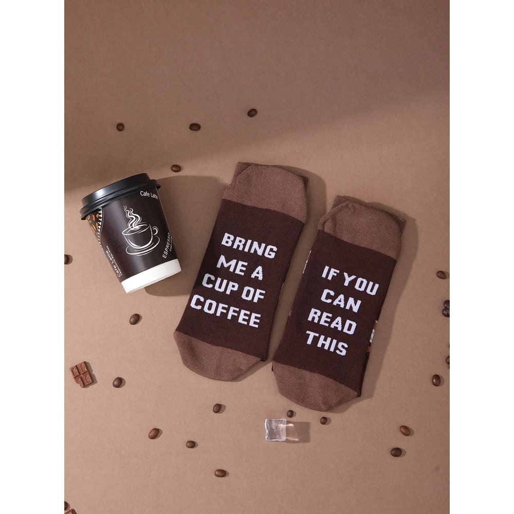 Mens Mid Calf Coffee Cup Novelty Socks Comfortable Fun Gift Set 1