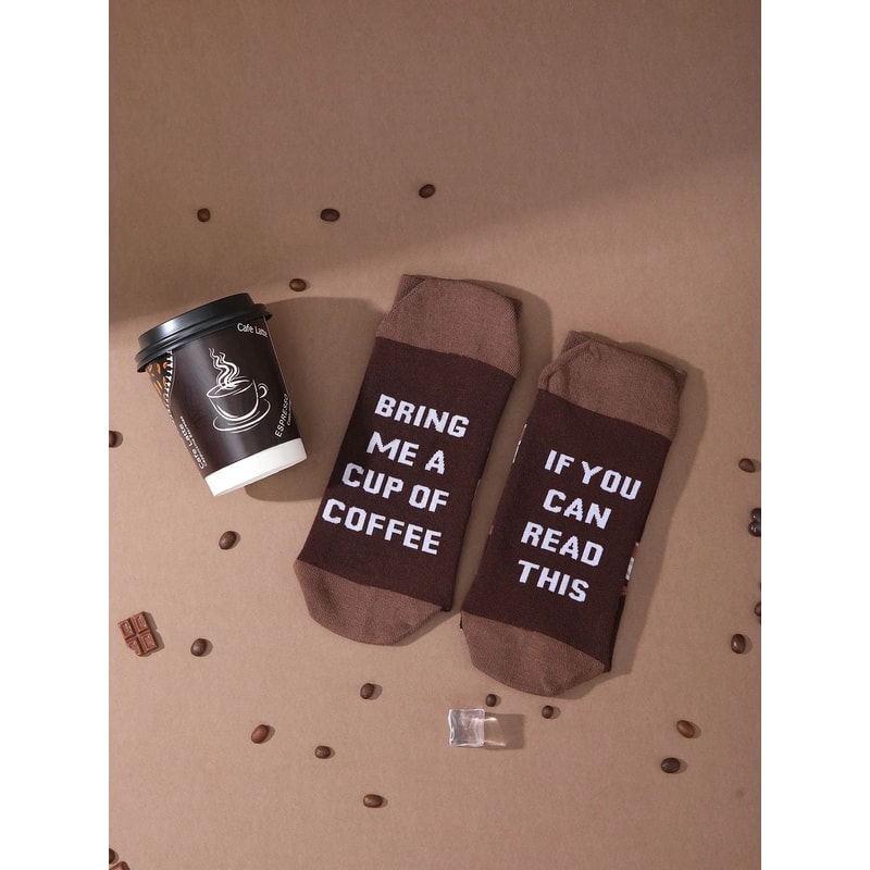 Mens Mid Calf Coffee Cup Novelty Socks Comfortable Fun Gift Set 1