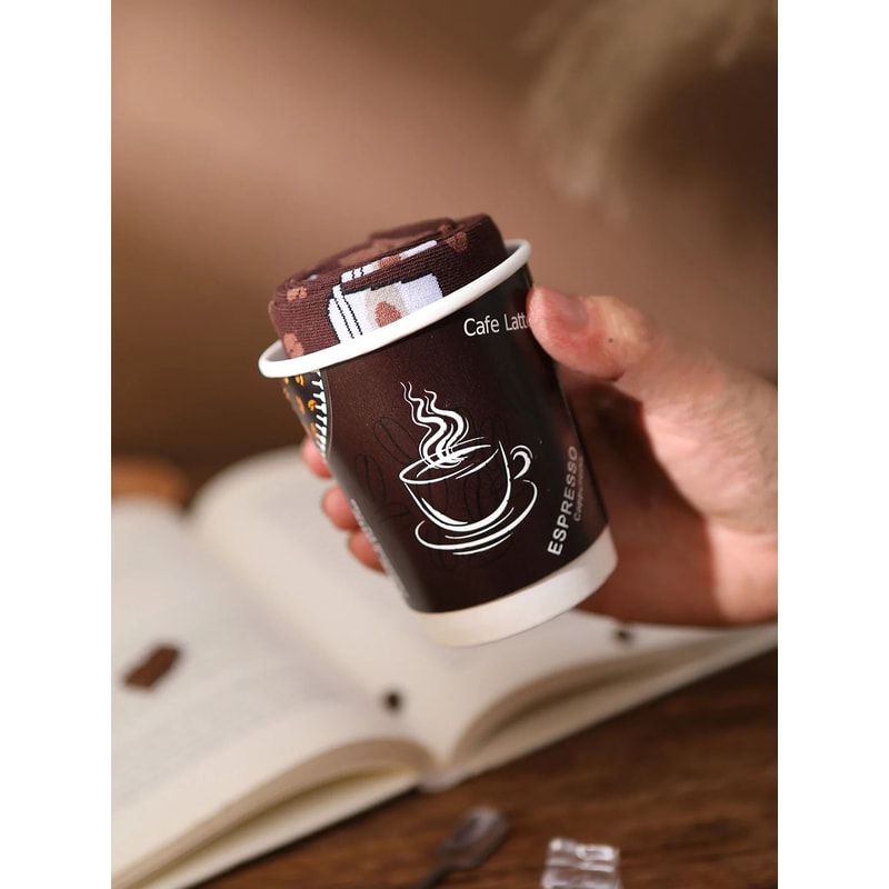 Mens Mid Calf Coffee Cup Novelty Socks Comfortable Fun Gift Set 2