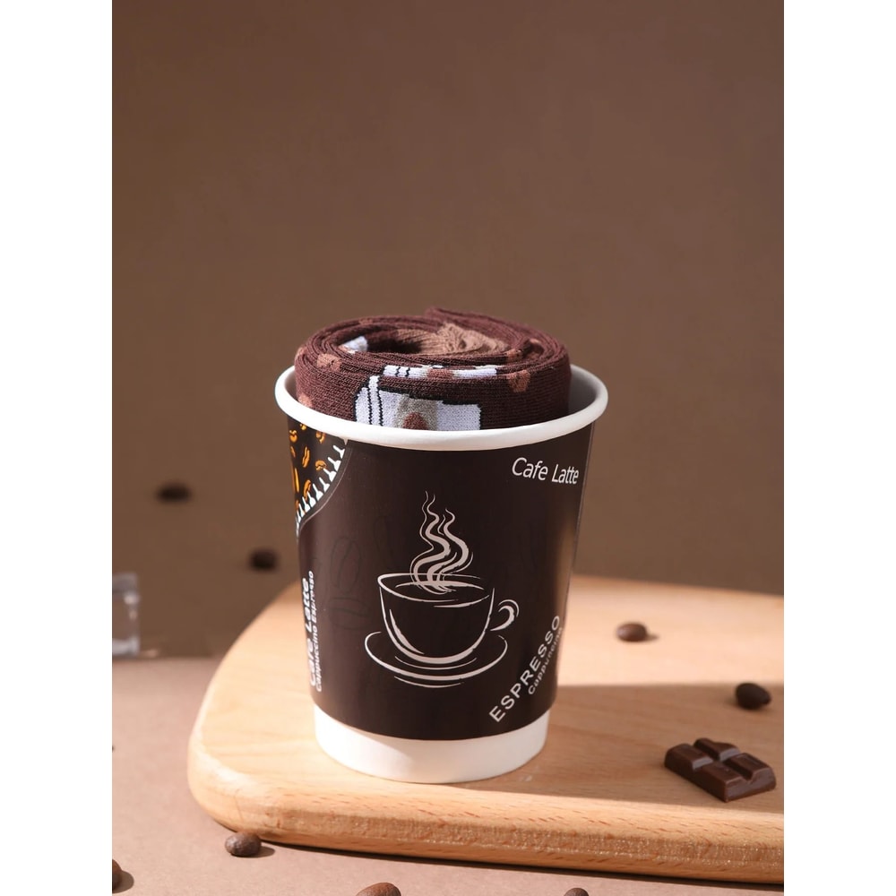 Mens Mid Calf Coffee Cup Novelty Socks Comfortable Fun Gift Set 3