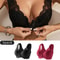 Womens Front Close Seamless Bra Two Piece Set No Steel Ring Unlined Lace T Back Bra 3