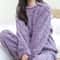 Womens Warm Velvet Ribbed Fleece Pajama Set Pullover And Pants 12