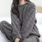 Womens Warm Velvet Ribbed Fleece Pajama Set Pullover And Pants 8