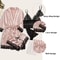 Womens Satin Sleepwear Four Piece Pajama Set With Robe Lace Nightwear 3