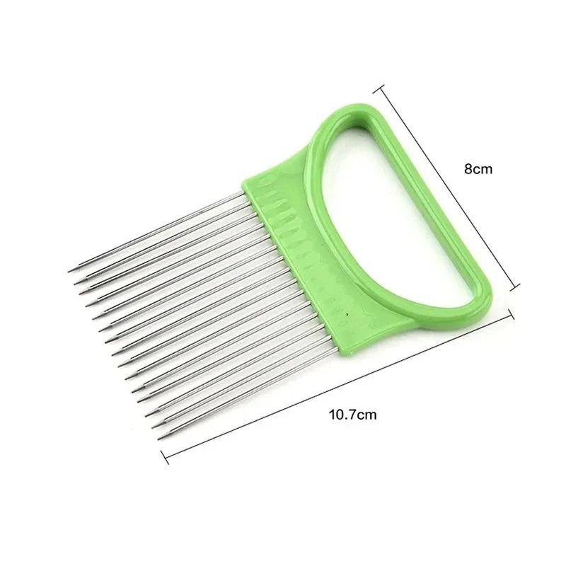Stainless Steel Onion Slicer Holder Cutting Guide Fork Kitchen Tool 5