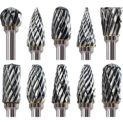 carbide burr set 10 piece 1/8 inch shank rotary tool bits for wood and metal carving