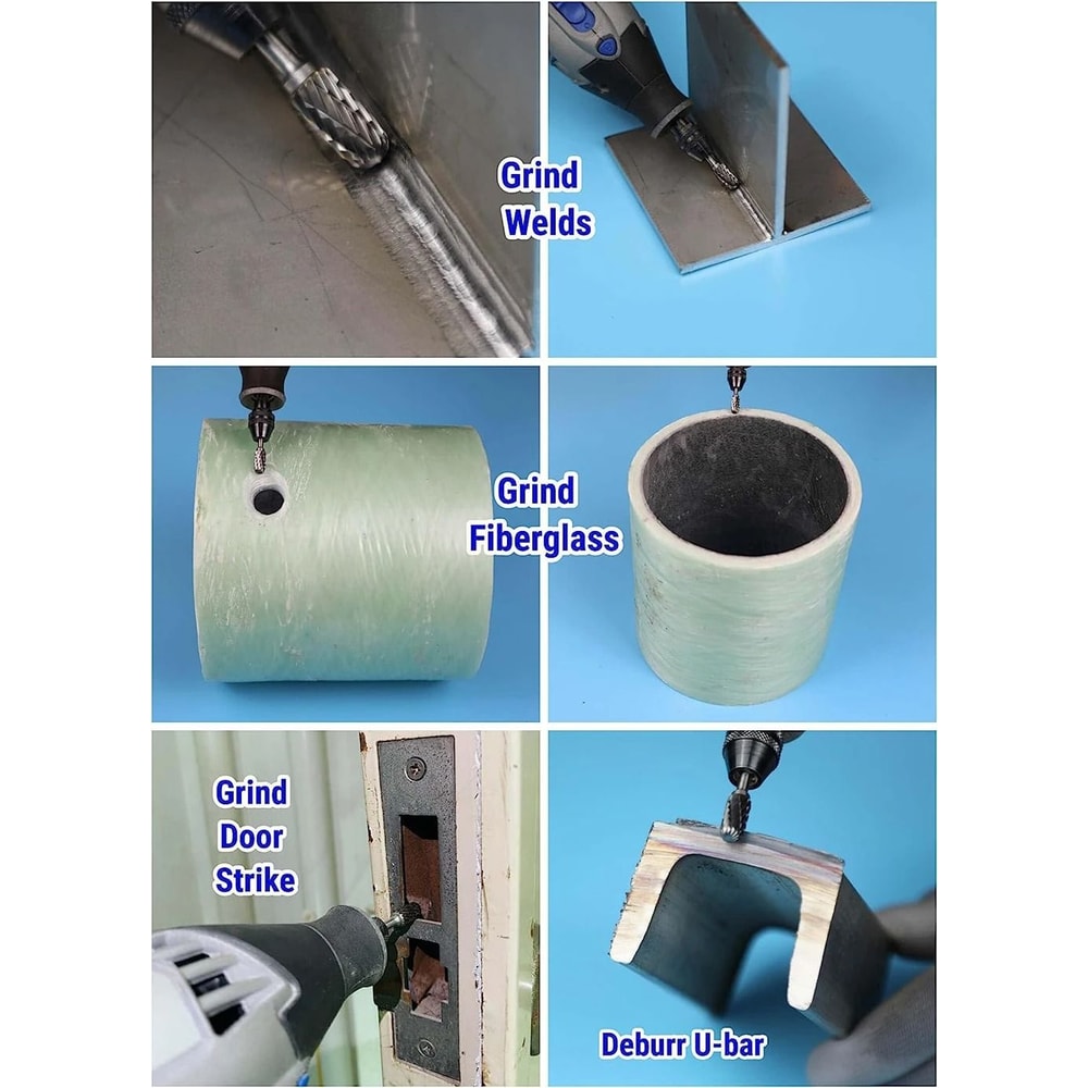 Carbide Burr Set 10 Piece 18 Inch Shank Rotary Tool Bits For Wood And Metal Carving 4