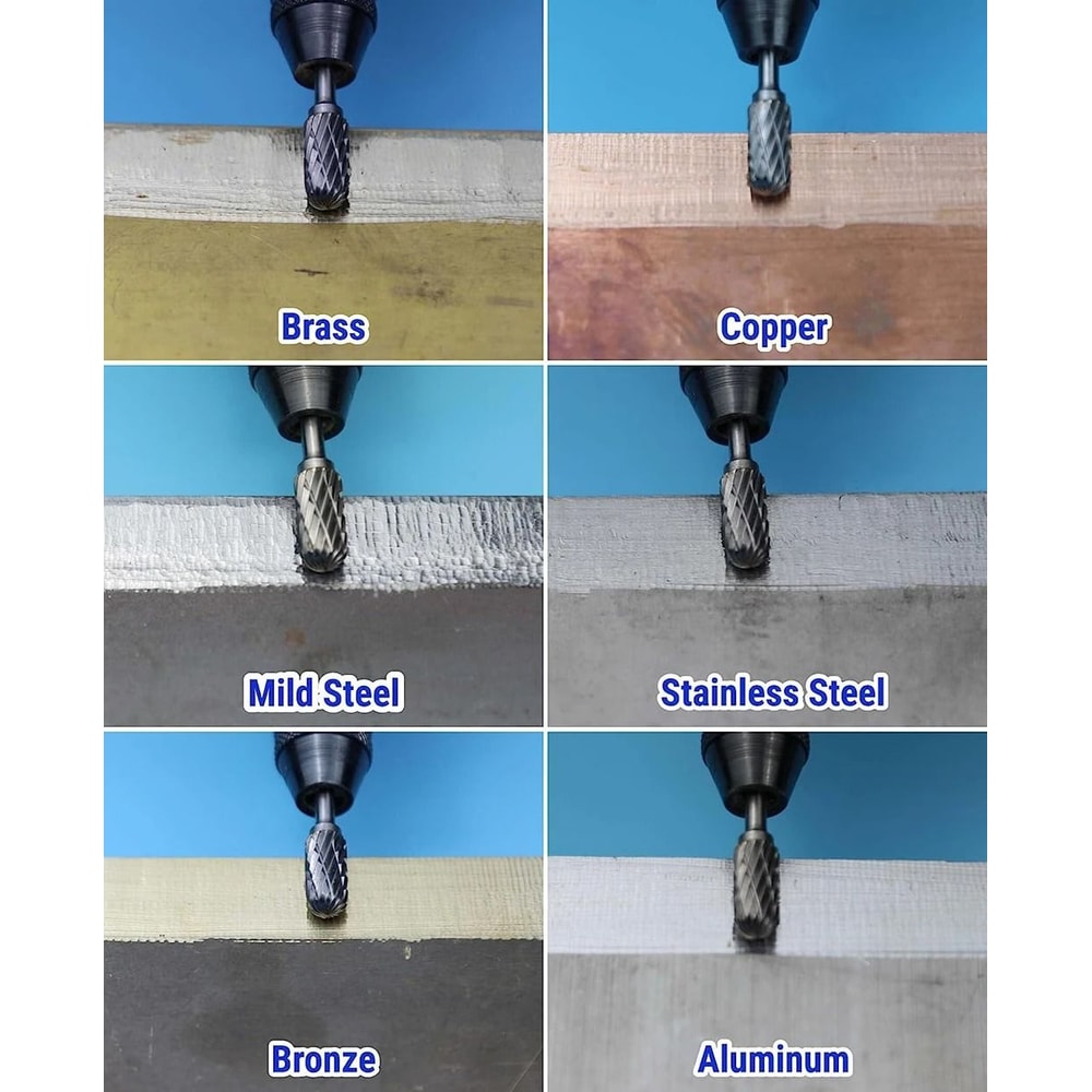 Carbide Burr Set 10 Piece 18 Inch Shank Rotary Tool Bits For Wood And Metal Carving 6