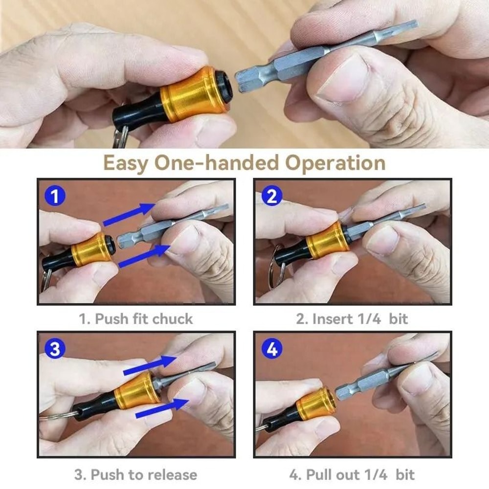 Quick Change Hex Shank Screwdriver Bit Holder Set Push To Unlock Aluminum Alloy 12 Piece Extension 4