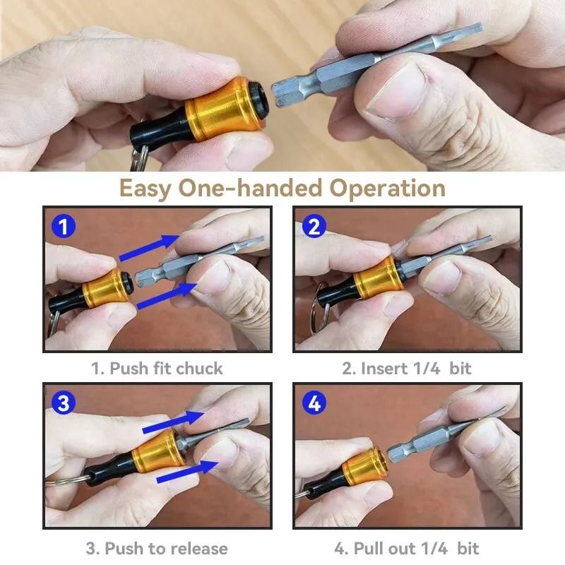 Quick Change Hex Shank Screwdriver Bit Holder Set Push To Unlock Aluminum Alloy 12 Piece Extension 4