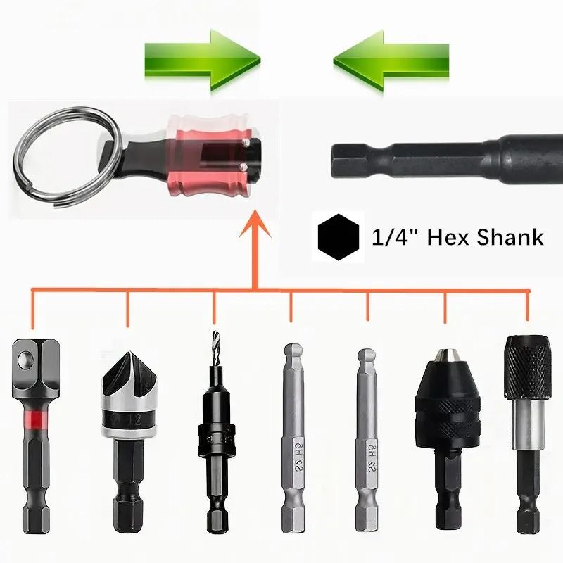 Quick Change Hex Shank Screwdriver Bit Holder Set Push To Unlock Aluminum Alloy 12 Piece Extension 5
