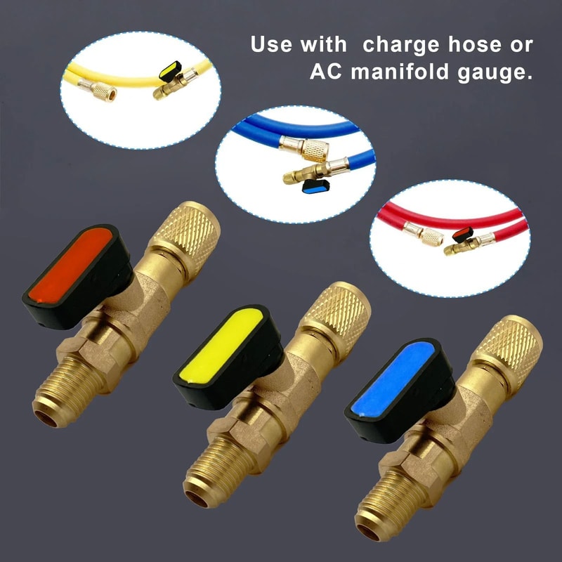 HVAC Refrigerant Ball Valve Adapter 14 Inch SAE Straight Shut Off Valve 5