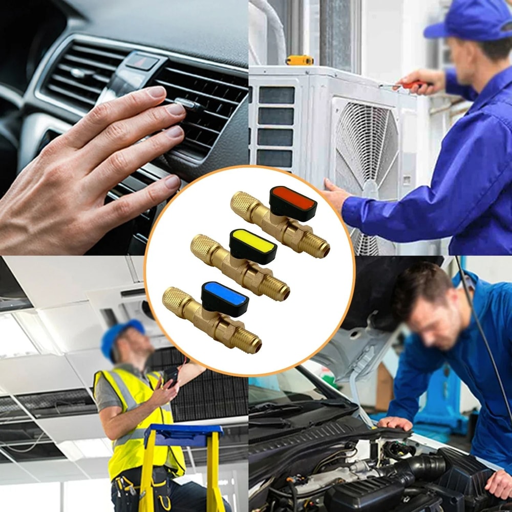 HVAC Refrigerant Ball Valve Adapter 14 Inch SAE Straight Shut Off Valve 6