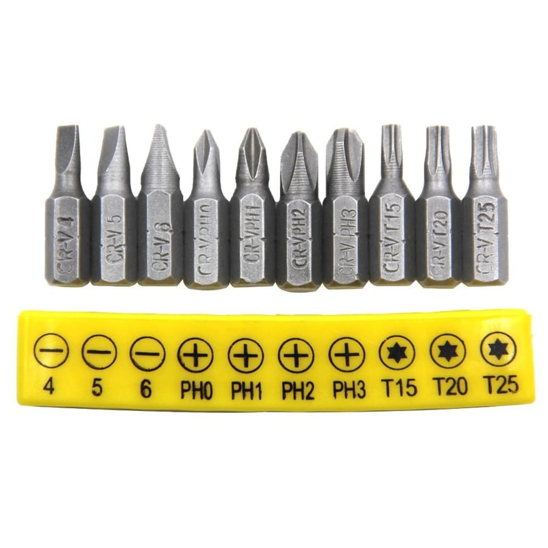 Cross Screwdriver Bit Set Ten Piece 60 Mm Rubber Coated Extension Bits For Power Tools 0