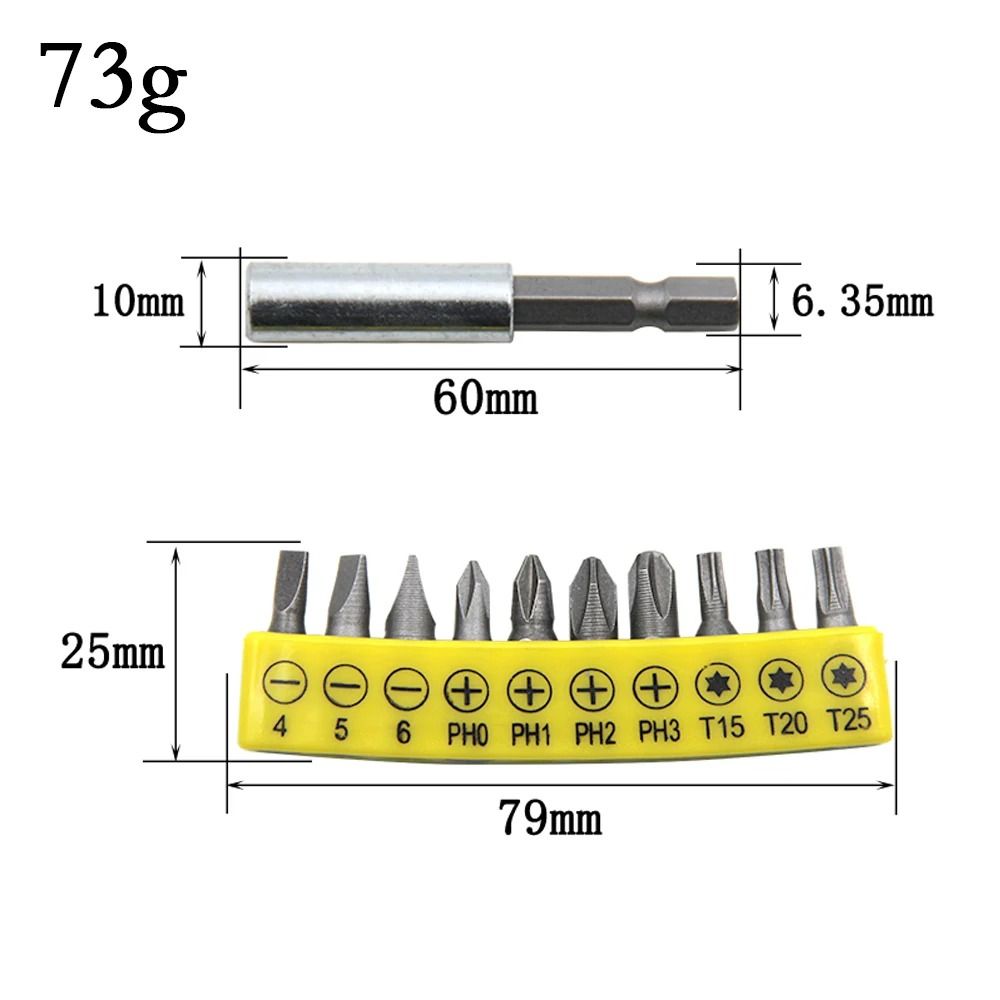 Cross Screwdriver Bit Set Ten Piece 60 Mm Rubber Coated Extension Bits For Power Tools 2