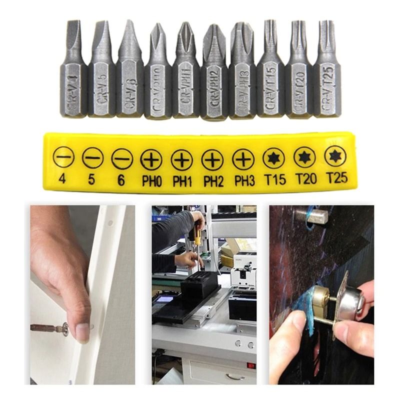 Cross Screwdriver Bit Set Ten Piece 60 Mm Rubber Coated Extension Bits For Power Tools 5