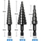 HSS Step Drill Bit Set Three Piece Straight Groove 3 To 20 Mm Black Nitride Hex Shank 6