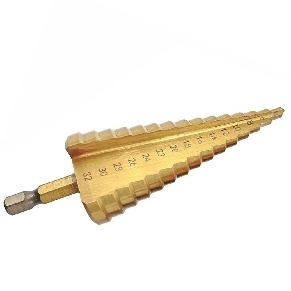Titanium Coated Step Drill Bit 4 To 32 Mm HSS Metal Wood And PVC Cone Cutter 4