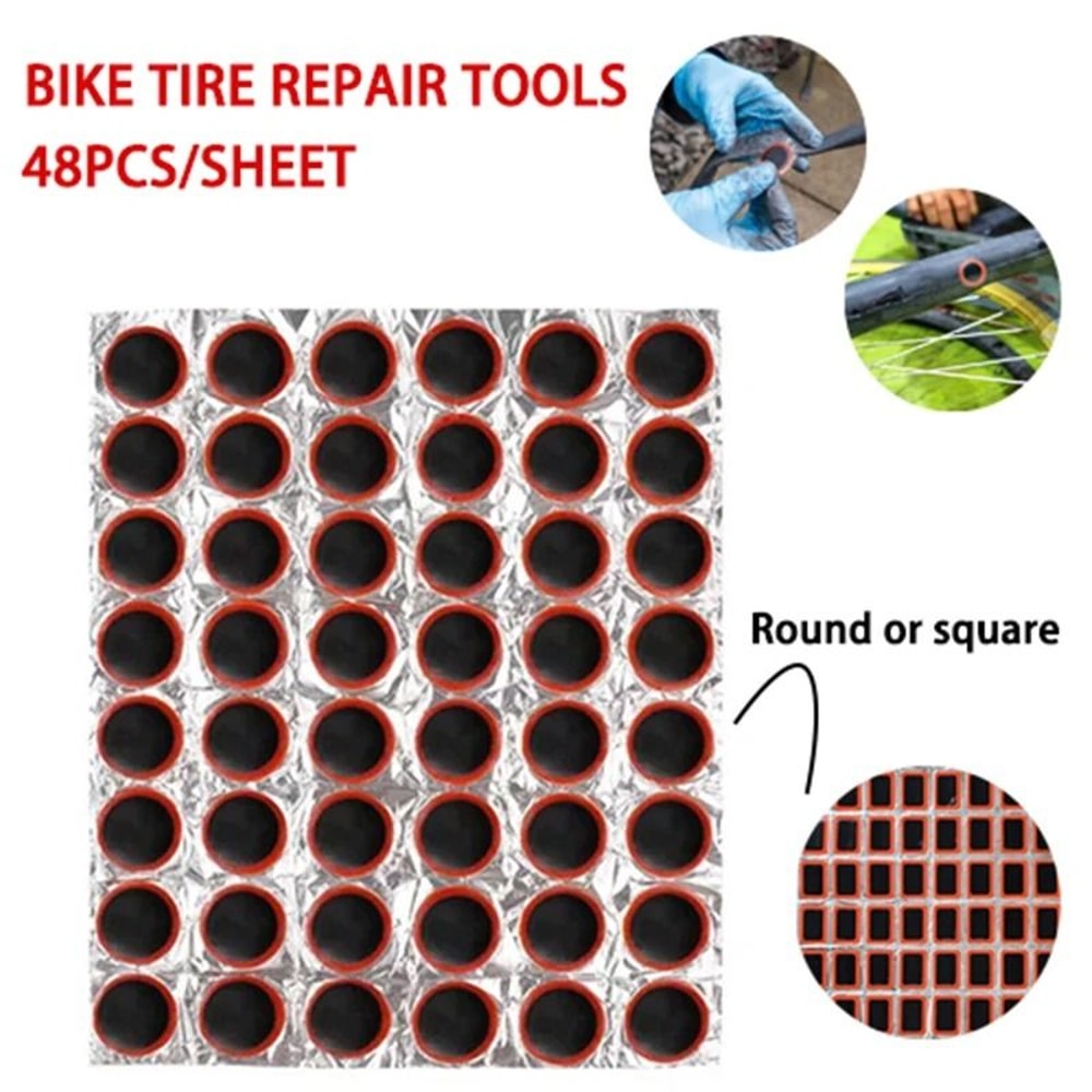 Bicycle Tire Repair Patch Set 48 Piece Glue Free Quick Repair Kit 2