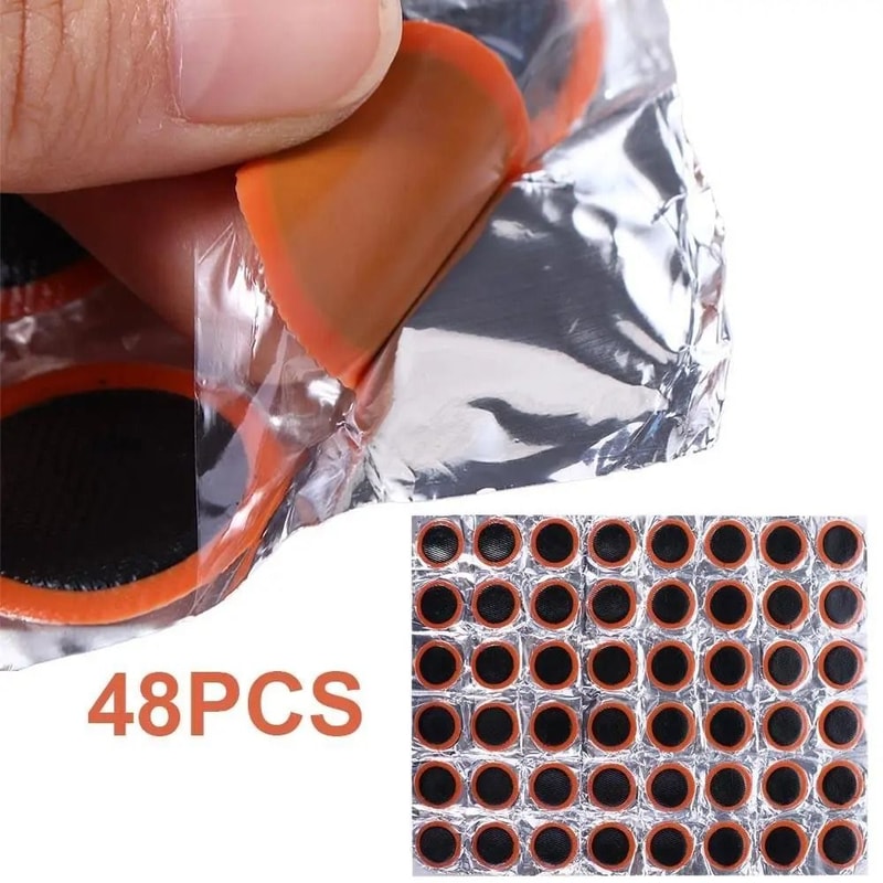 Bicycle Tire Repair Patch Set 48 Piece Glue Free Quick Repair Kit 1