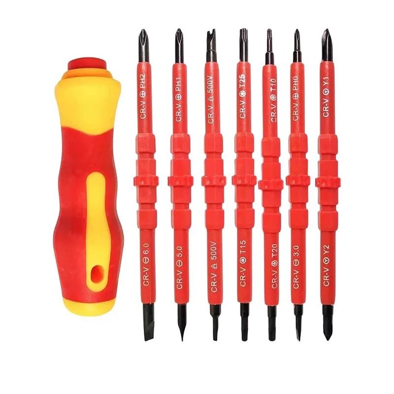Insulated Screwdriver Set Fifteen Piece 1000 Volt Rated Repair Kit With Magnetic Bits 2