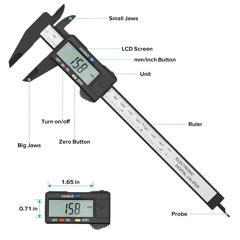 Digital Vernier Caliper Measuring Tool 100 Mm Or 150 Mm Carbon Fiber Electronic Gauge 3