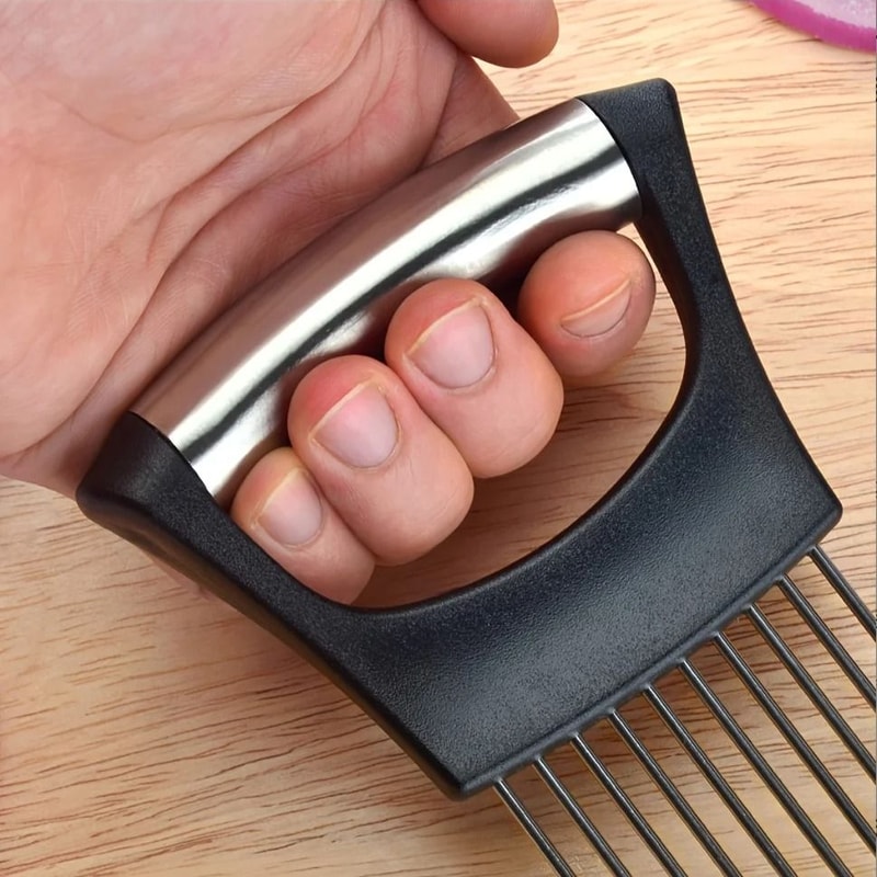 Stainless Steel Onion Slicer Holder And Vegetable Cutting Guide 4