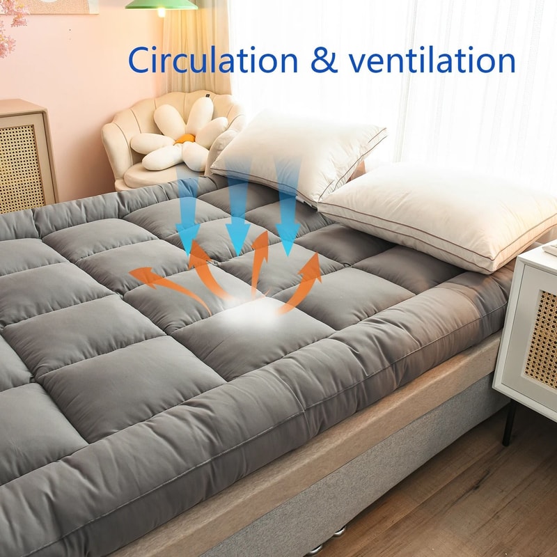 Extra Thick Mattress Topper For Body Pain Relief With Elastic Pocket 2