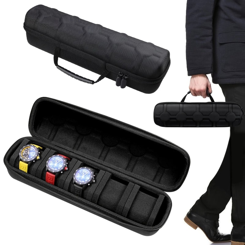 5 Slot Watch Case Hard Shell Travel Organizer With Pillow Inserts 2