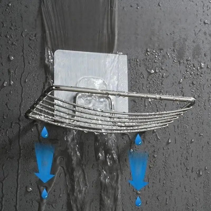 Stainless Steel Wall Mounted Soap Rack With Punch Free Installation 2