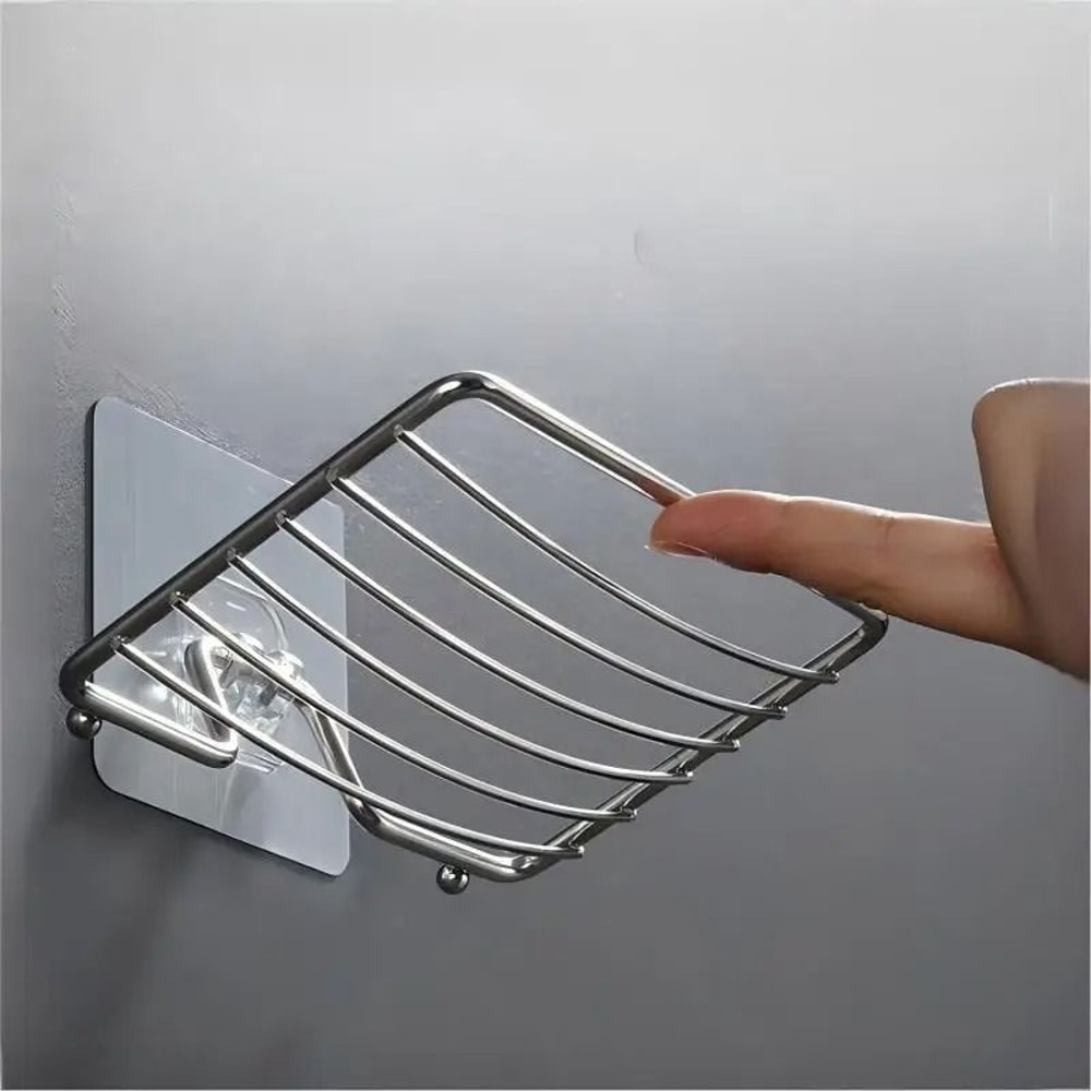 Stainless Steel Wall Mounted Soap Rack With Punch Free Installation 3