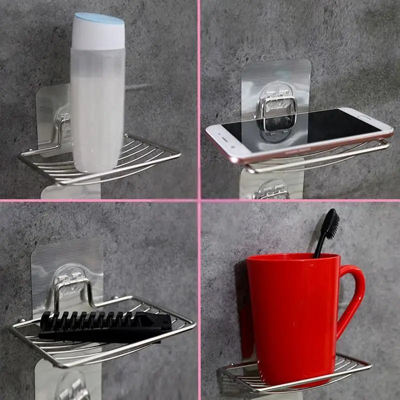 Stainless Steel Wall Mounted Soap Rack With Punch Free Installation 4