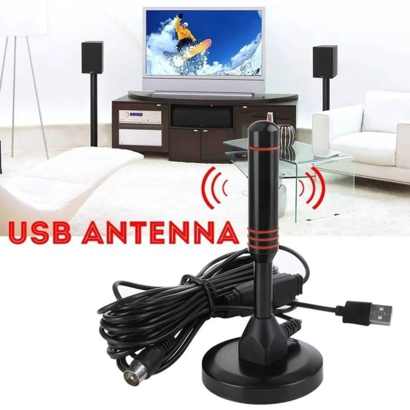 HD Digital TV Antenna Indoor With Signal Amplifier For VHF And UHF Channels 5