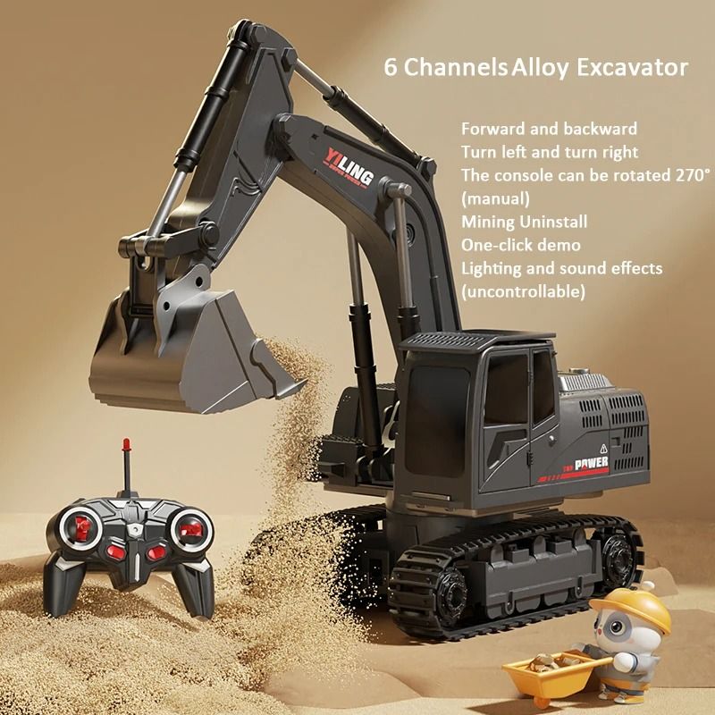 Remote Control Excavator Toy With Lights And Sound For Kids 9