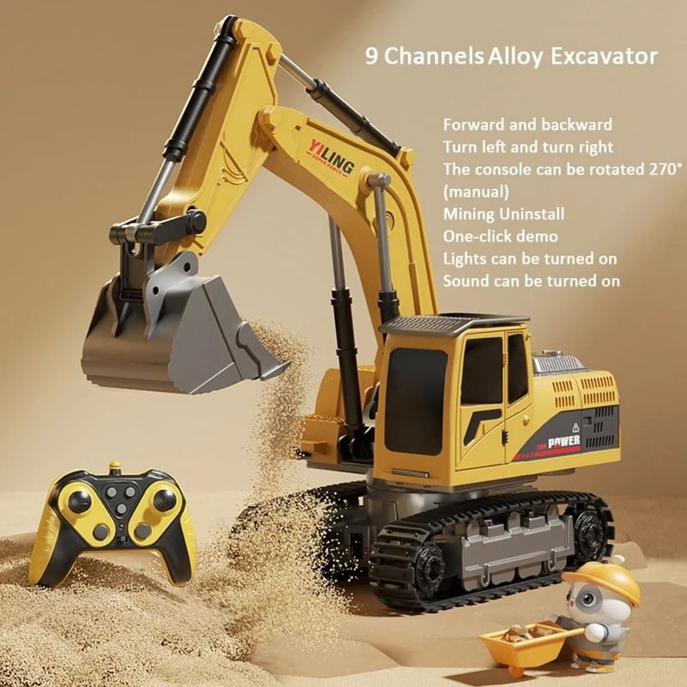 Remote Control Excavator Toy With Lights And Sound For Kids 11
