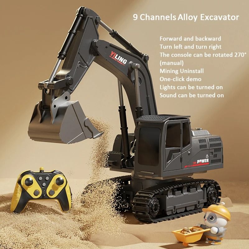 Remote Control Excavator Toy With Lights And Sound For Kids 12