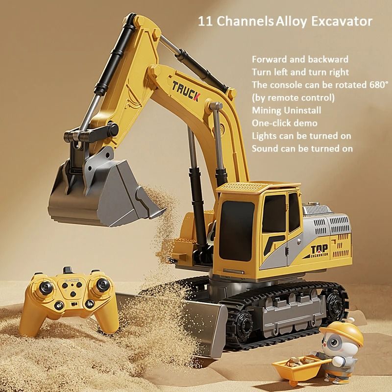 Remote Control Excavator Toy With Lights And Sound For Kids 13
