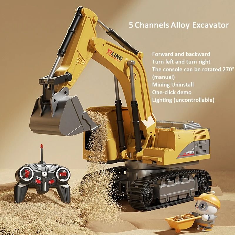 Remote Control Excavator Toy With Lights And Sound For Kids 8