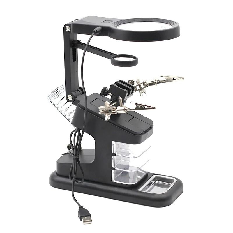 LED Magnifying Glass With Auxiliary Clips And Soldering Stand 8